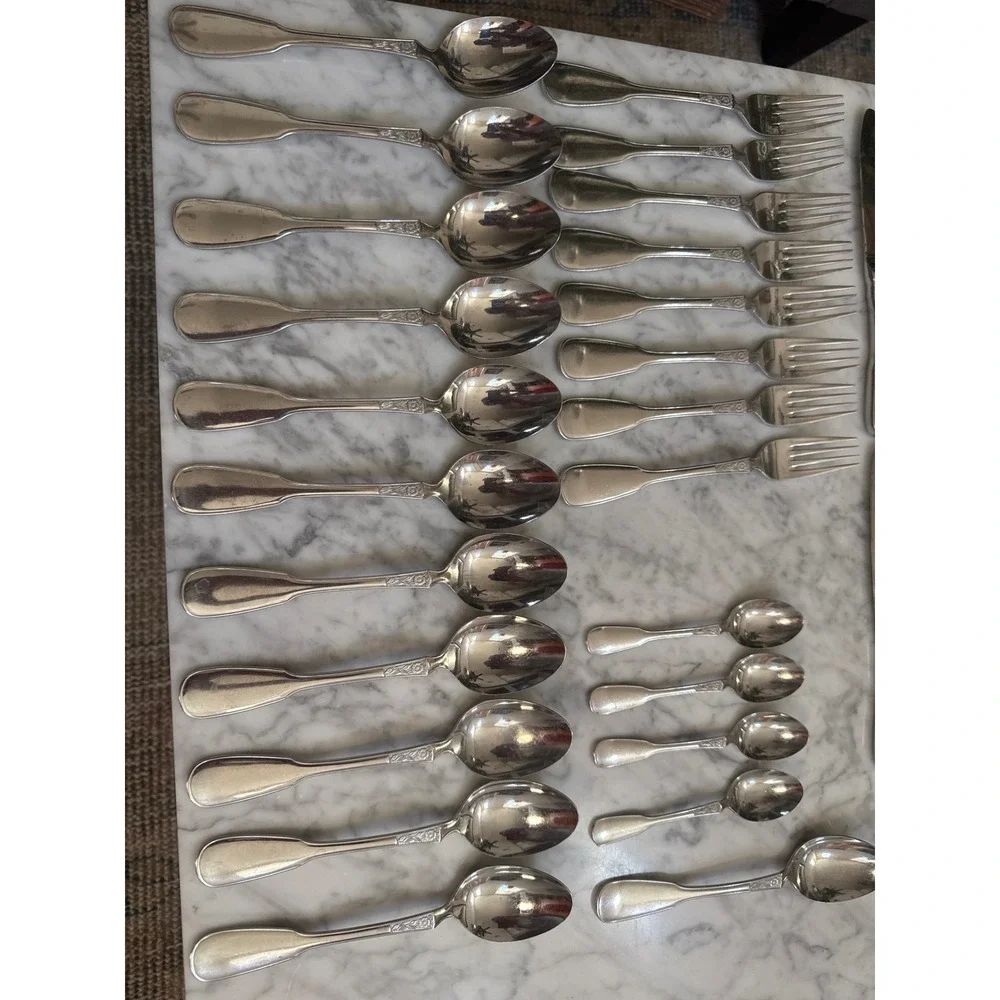 Nirosta Edelstahl 18/8 Stainless Steel Flatware Set 35pc Floral Fiddle Germany